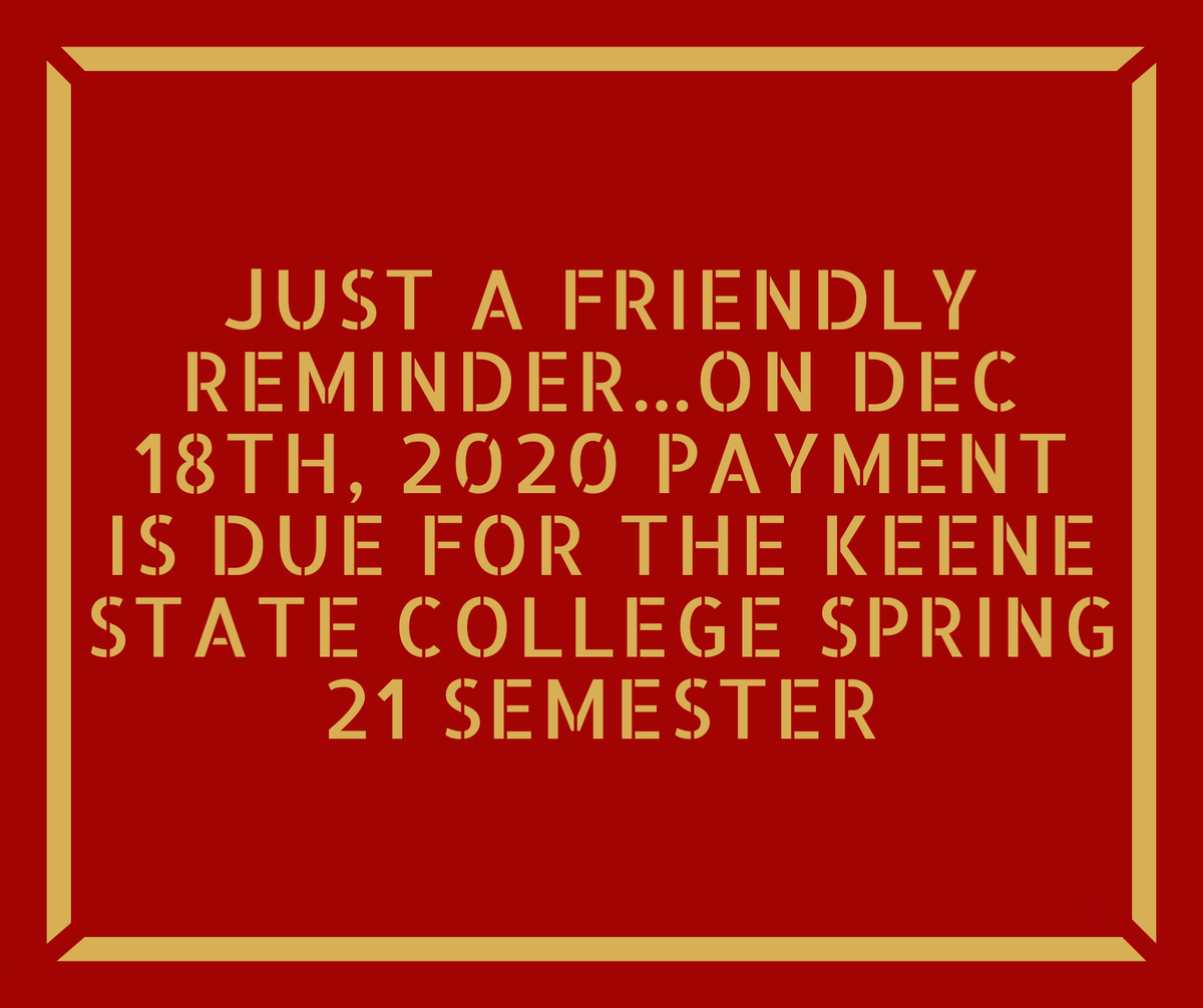 KSCAspire's tweet photo. Just a heads up! Make sure all your bills are in order before the Spring Semester #ksc #Keenestate https://t.co/B6VzXM8j7p