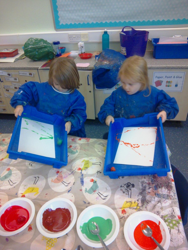 HTPSNews's tweet image. We had lots of fun exploring in the wooded area
collecting colourful Autumn leaves. We loved designing splatter paintings used moving objects. No wonder we are always so eager to come to Nursery!