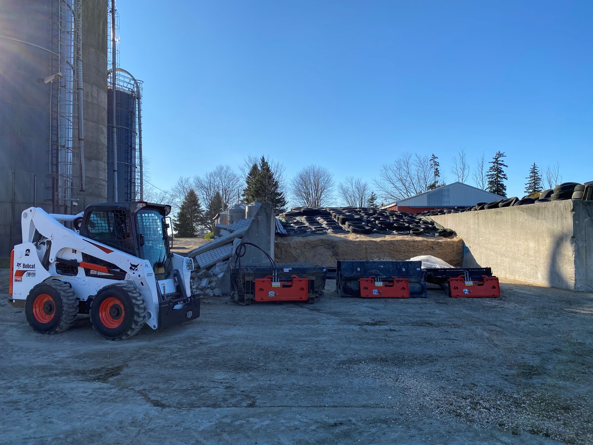 Here's a picture of a recent sale to a local dairy, a new Bobcat S740 equipped with #Bobdock. Customer uses each of these hydraulic attachments every day, and now can hook and unhook without leaving the cab, just like a bucket or forks! Very efficient, and works great! #bobcat