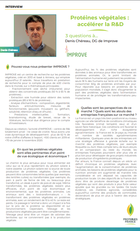 Pour Denis CHEREAU, CEO de SAS IMPROVE, "le chemin le plus vertueux pour nous alimenter est celui qui va le plus directement du photo solaire à notre assiette."
#proteins #plantbasedfoods #Research