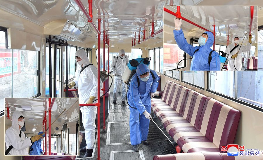 Os locais públicos foram desinfetados constantemente.