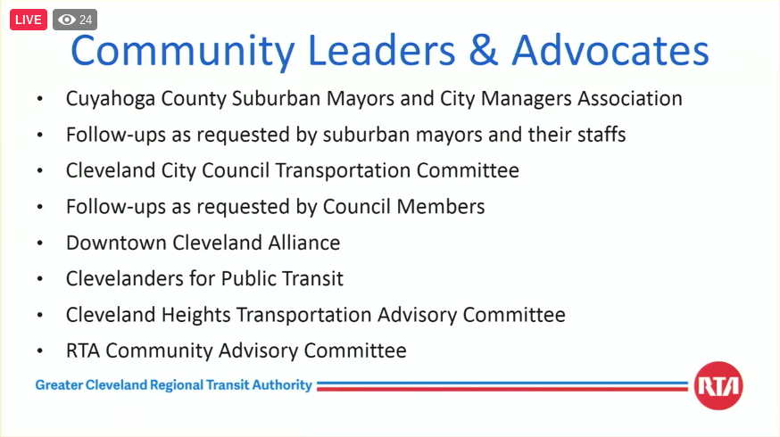 A list of community leaders Freilich said  @GCRTA reached out to.
