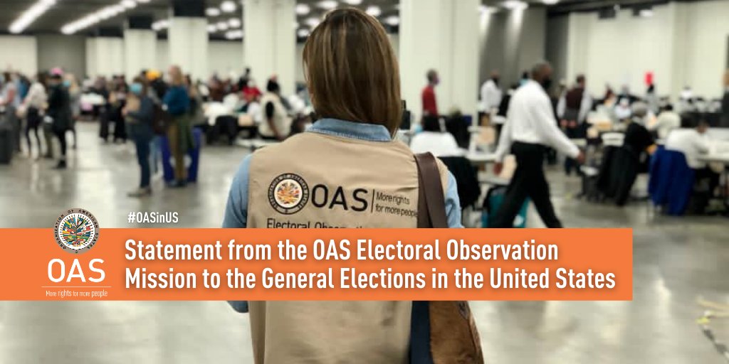 OAS_official's tweet photo. Statement from the Electoral Observation Mission of the #OASinUS to the General Elections #Elections2020
https://t.co/WL5HtO2xrG https://t.co/t8KDKIV4VN