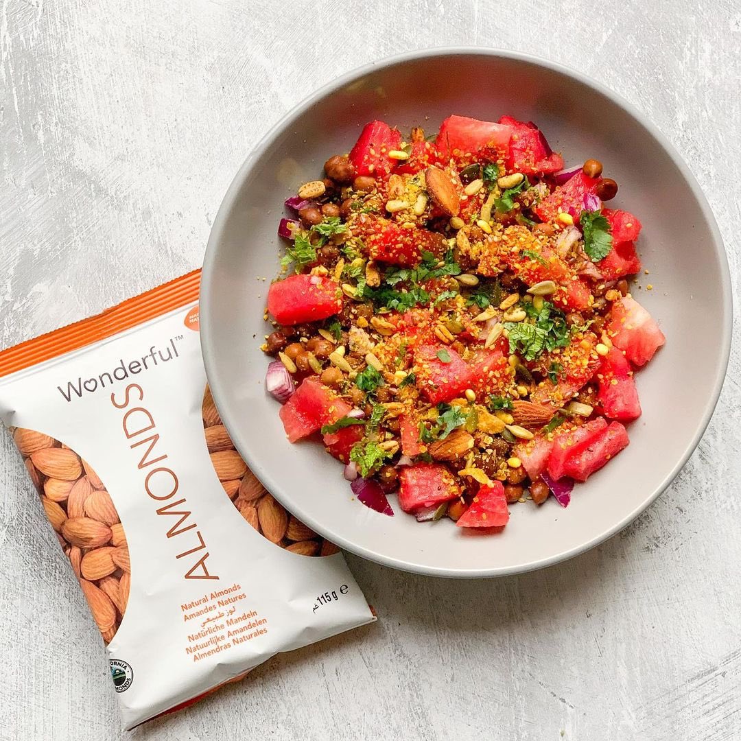 Amazing <a href="/sonalicooks/">Sonalicooks</a> with delicious Watermelon Chaat 
#Repost
It’s so refreshing, easy to throw together, packed with lots of yummy flavours and the sweetness of the watermelon balances the tang of the tamarind and spice of the green chutney just so well. All topped with almonds!