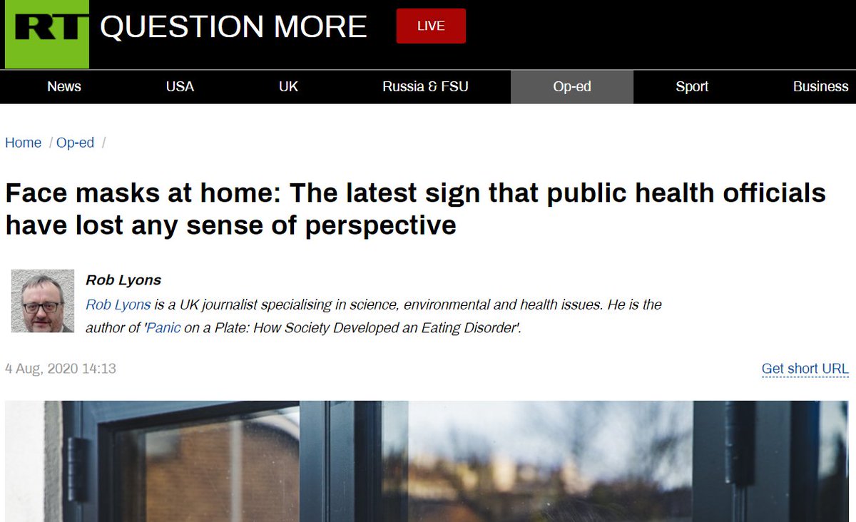 And if you have to stay home - i.e. "living hell" - due to exposure or infection, don't make it worse by wearing a mask inside your home, because then you would have lost your "sense of perspective," which, presumably, would be worse than infecting others with the virus. 6/