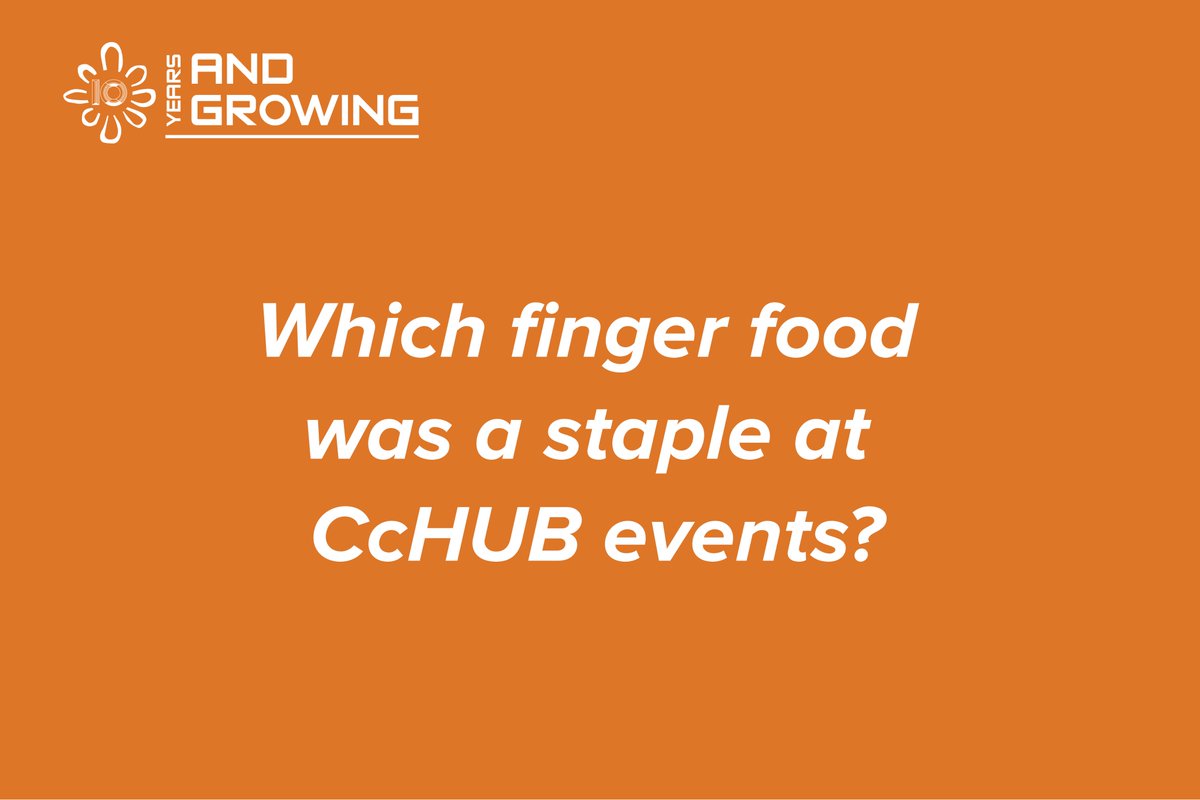 Cc_HUB's tweet photo. This food-related question for our regular meetup attendees. 😋
Which finger food was a consistent item on the menu at CcHUB events?
#10YearsAndGrowing https://t.co/hWsaRc8sDT
