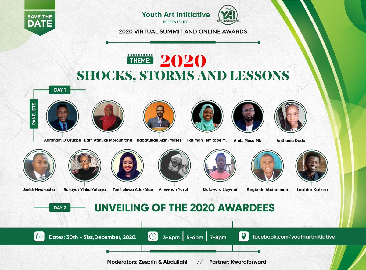 YAING17's tweet photo. Join us Dec 30th, panel sessions begin at 3pm.

Our audience will be sharing their experiences and Lessons learned in the year 2020 with us.

#YAIOnlineAwards2020
#YAIVirtualSummit2020 https://t.co/4vuDdUVudy