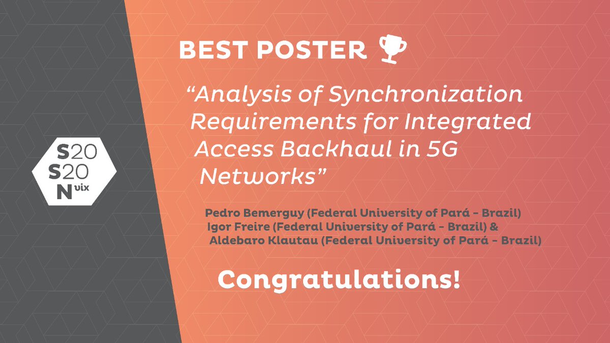 SchoolSysNet's tweet photo. Pedro Bemerguy now presents the paper " Analysis of Synchronization Requirements for Integrated Access Backhaul in 5G Networks" elected as best poster of #SSN2020.

Now on: https://t.co/NcwtJ1DgYx
#systems #networks #iot #iotconecta #ufes #labtel #niclabs https://t.co/W0l4bcm9Ps