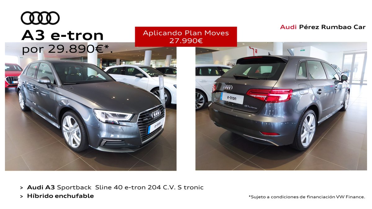 ¿Que te parece terminar el año estrenando este Audi A3 e-tron? 
Lo tenemos 🎯
Además acogiéndote al plan Moves es tuyo por 27.990€
👉El hibrido enchufable que estás buscando 👈
Pregúntanos y te asesoramos en todo lo que necesites #A3etron #Percar #Audi