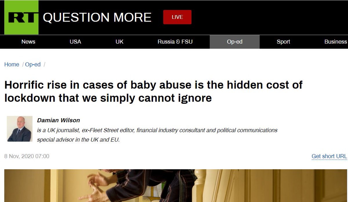 Now, in addition to child abuse, measures like lockdowns lead to "baby abuse" which occurs, because, unlike getting infected, the "[l]ockdown] becomes a living hell for those families already in difficulty." 5/
