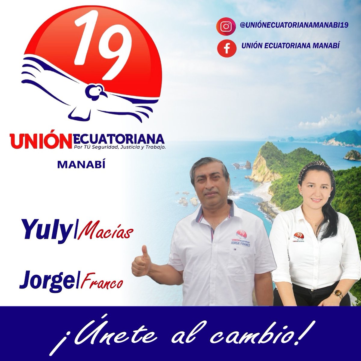 manabi_union's tweet photo. ÚNETE AL CAMBIO! 

Es momento de formar una sola fuerza para un mejor Manabí.

#UniónEcuatorianaLista19 #Elecciones2021
#CandidatosaLaAsamblea  #Manabí #RostrosNuevos #ManabaDeCorazon #GenteTransparente #LaOpcióndeTodoManabí
#UnidosPorElCambio
#ManabíConIdentidad https://t.co/SRL75Ykp62