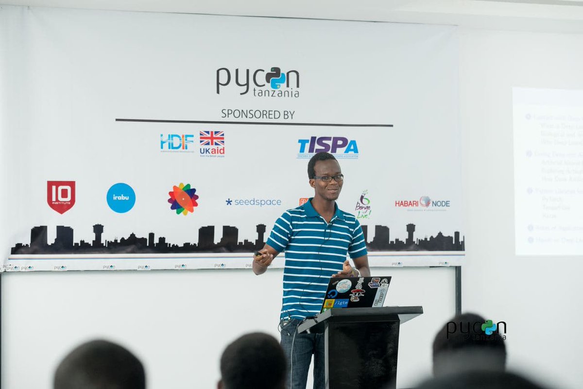 AdelinLewanga's tweet photo. Had a good time today,learnt more about Deep Learning,Machine Learning  and a brief introduction to BongoLive .
participant #pycon2020,@Y4CLab @PyconTanzania ,@BongoSMS @Hamisa34147150 @hellenMaziku https://t.co/NlQY1E8e6a