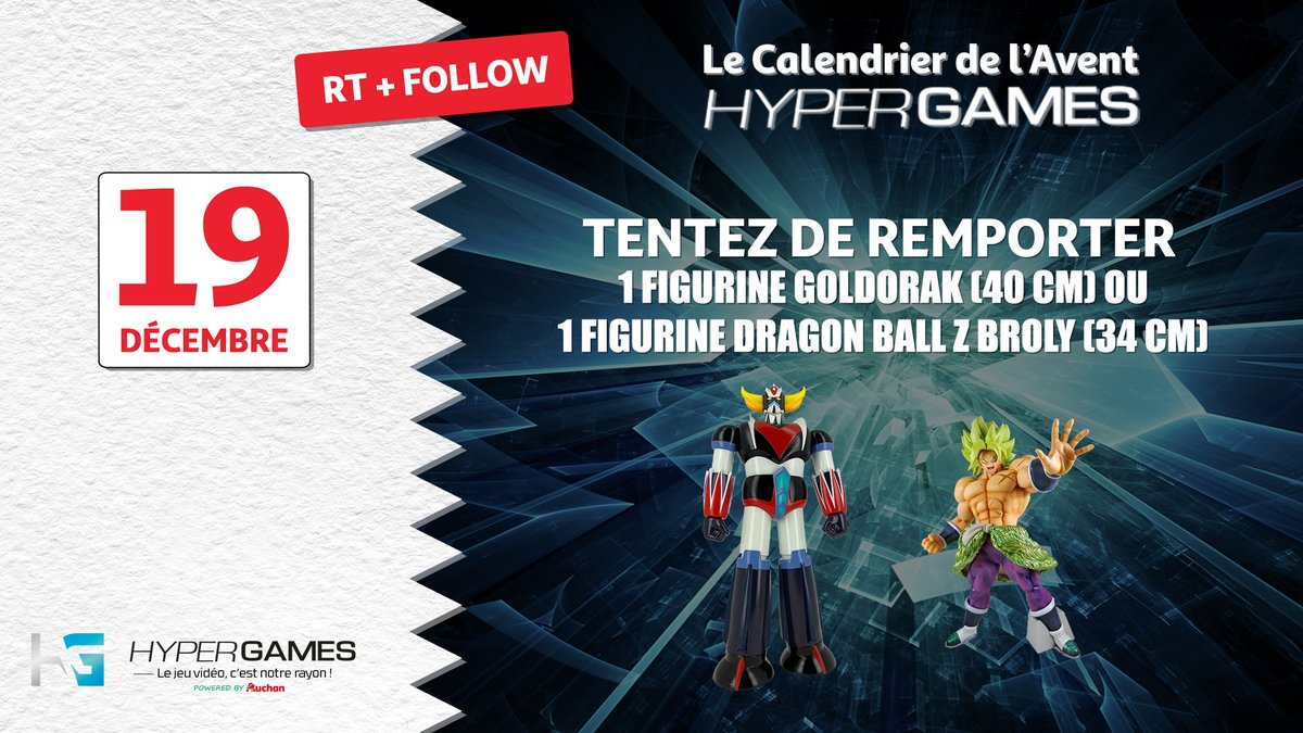 HypergamesA's tweet photo. #Concours 🎅
JOUR 19 📅
Tentez de remporter 1 figurine Goldorak ou 1 figurine Dragon Ball Z Broly.
Au total 2 gagnants.
Pour participer :
✔️Follow @HypergamesA
✔️RT le tweet
TAS le 20/12 à 17h
👉https://t.co/nQaDh8AWSW https://t.co/9W5WnKc7u0