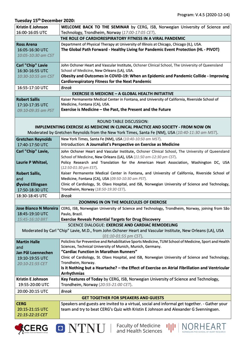 CERG (@cerg_ntnu) on Twitter photo Today's #EiM2020 speakers include <a href="/drbobsallis/">Bob Sallis</a> of <a href="/EIMnews/">Exercise is Medicine</a>, <a href="/GretchenReynold/">Gretchen Reynolds</a> of <a href="/nytimes/">The New York Times</a>, <a href="/LaurieWhitsel/">Laurie Whitsel</a> of <a href="/American_Heart/">American Heart Association</a> and <a href="/ProfessorHalle/">Professor Halle</a> of <a href="/TU_Muenchen/">TU München</a>. Starting at 16:00 UTC. Join from ntnu.edu/cerg/exercise-… Today's #EiM2020 speakers include <a href="/drbobsallis/">Bob Sallis</a> of <a href="/EIMnews/">Exercise is Medicine</a>, <a href="/GretchenReynold/">Gretchen Reynolds</a> of <a href="/nytimes/">The New York Times</a>, <a href="/LaurieWhitsel/">Laurie Whitsel</a> of <a href="/American_Heart/">American Heart Association</a> and <a href="/ProfessorHalle/">Professor Halle</a> of <a href="/TU_Muenchen/">TU München</a>. Starting at 16:00 UTC. Join from ntnu.edu/cerg/exercise-…