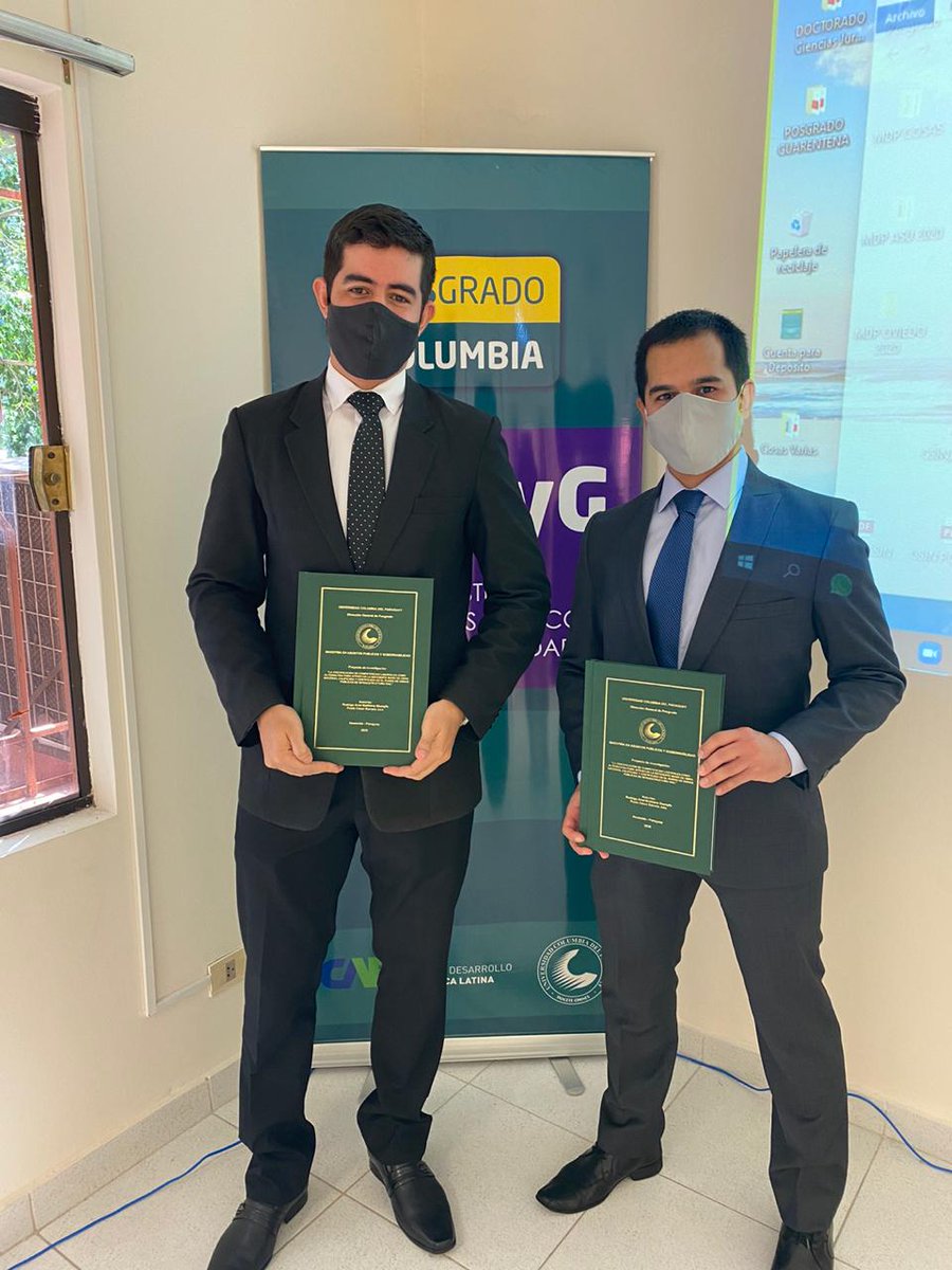 POSGRADOucp's tweet photo. 👏🏼¡Felicidades a los nuevos Magísteres Rodrigo Battilana y Paulo Barreto!

📌 Defendieron el trabajo final de tesis para la Maestría en Asuntos Públicos y Gobernabilidad.

📌Con todas las medidas sanitarias.

#PosgradoColumbia #UCPy #MAPyG G2 https://t.co/6sNwo344tS