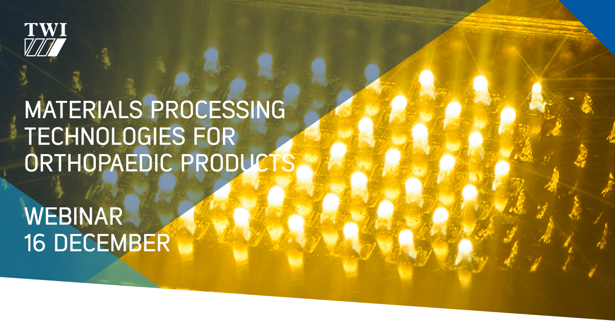 TWI_Ltd's tweet photo. Manufacturing medical devices...

Are you looking for innovative materials processing technologies to advance the capabilities of orthopaedic products?

Discover more and register: https://t.co/e2tsadXpfu

#medical #manufacturing #orphopaedics #technology https://t.co/l3YhXcsm1X