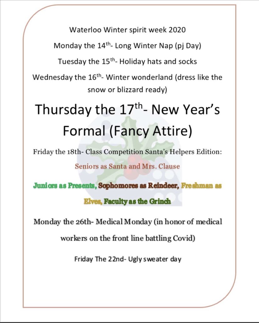 Happy Christmas Spirit Week! Great to see all the participation from everyone!!!