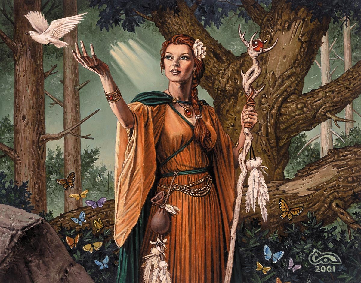 5/8 Green:"Far Wanderings" by Darrell Riche"Dwell on the Past" by Rebecca Guay"Cartographer" by Donato Giancola"Krosan Restorer" by Clyde Caldwell #mtg    #mtgart