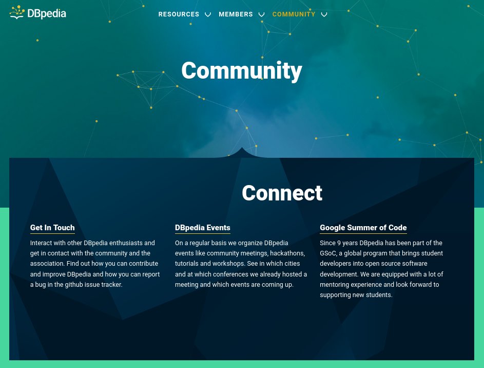 SemanticsConf's tweet photo. dbpedia: On #Wednesdays we show you designs of the new #DBpediaWebsite. We're still working on some event pages. We do hope we will meet you and new faces during our events next year. w/ @KGConference @LDKconference @SemanticsConf #2021 #DBpediaVision #… https://t.co/ULNB06LGSJ