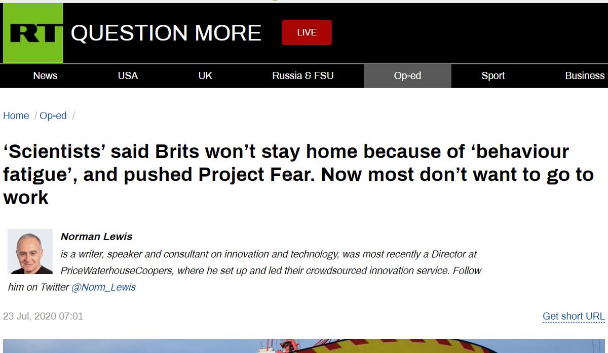 The culture of fear itself is created by "Project Fear," whatever that is, so no wonder you may feel "behavior fatigue," which can be cured by resuming to normal life and getting infected (again) and helping your country that way 8/