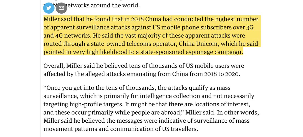 3. State-owned  @ChinaUnicomGlob has been sending a ton of non-legit traffic American phone # s. Esp. when they travel abroad. Can be used to track location & possibly intercept. There's more....