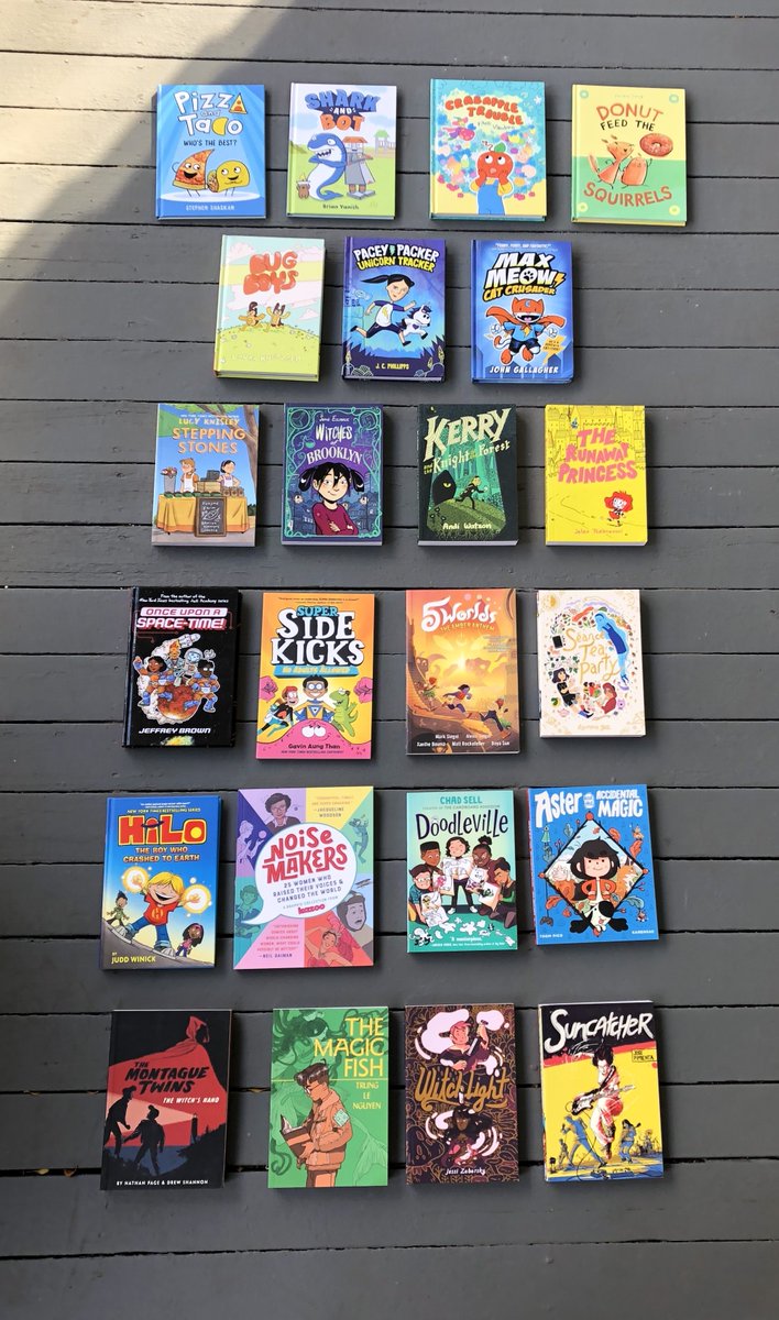 We made so many fantastic graphic novels by phenomenal authors this year at  @RHKidsGraphic and  @randomhousekids and JUST LOOK at how good they are.