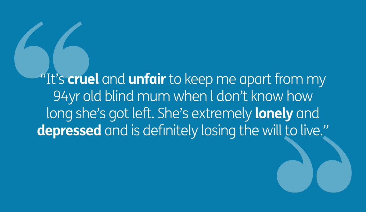 Being separated has seriously impacted the mental health of care home residents and their loved ones. Many people are feeling incredibly lonely, and some residents don’t understand why nobody is visiting them anymore.Read our report on care home visits  http://bit.ly/2LEK2gn&nbsp;