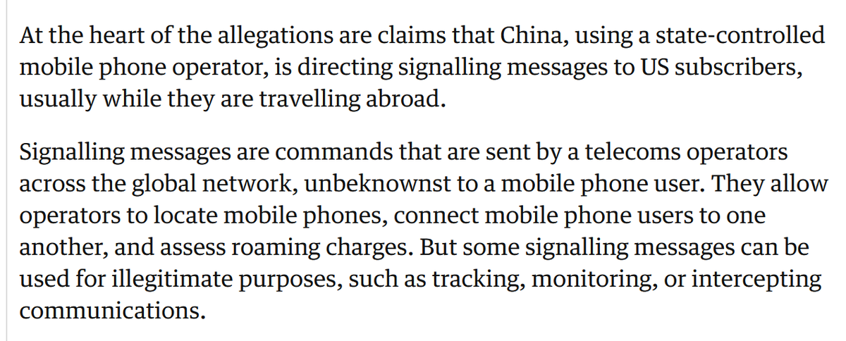 At the heart of the allegations are signalling messages sent from China Unicom to US subscribers while traveling abroad that can be exploited to track and monitor phones and comms.Researcher Gary Miller says tens of thousands of US mobile users compromised between 2018 & 2020.
