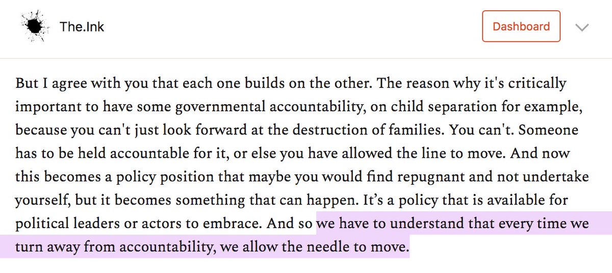 As I was listening, I couldn't help but hear the voices of so many of you who I know would say: But if there was no accountability for Iraq, for Katrina, for 2008, for mass surveillance, for widening inequity, for Covid, etc., why would there be now? https://the.ink/p/justice-after-trump