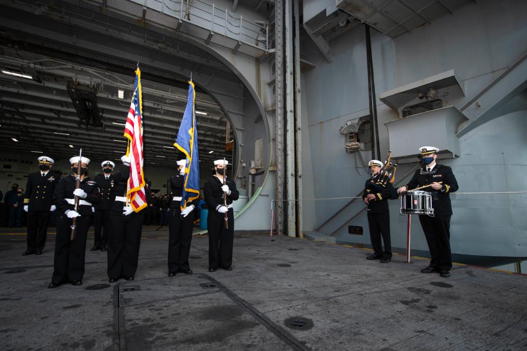 #HonorTheFallen

#USNavy Sailors participate in a burial at sea ceremony aboard #USSDwightDEisenhower while at sea in the Atlantic Ocean. Ike is operating in support of naval operations to maintain maritime stability & security, and defend the U.S., allied, & partner interests.