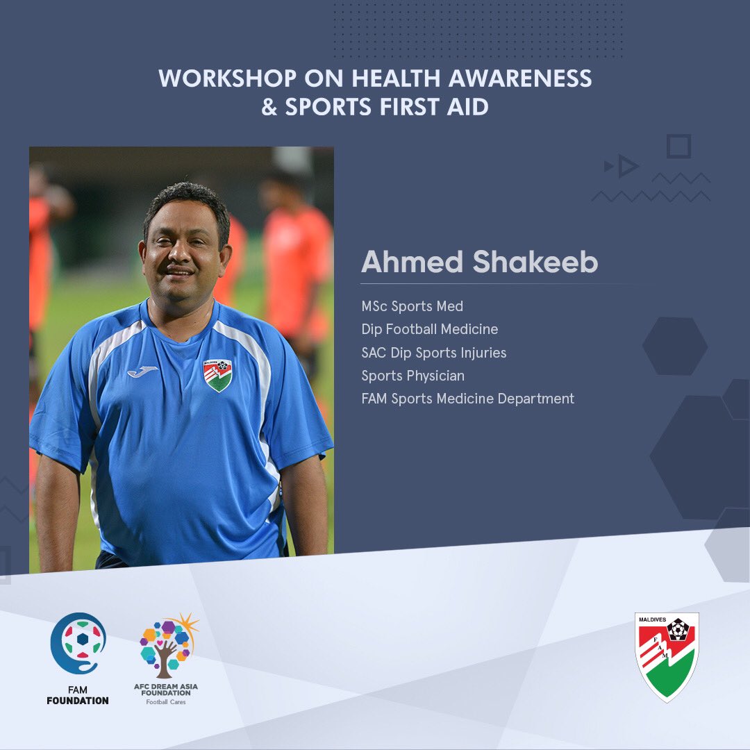 maldivesfacsr's tweet photo. We have kicked-off the ’Workshop on Health Awareness &amp; Sports First Aid’ delivered by FAM’s leading Sports Physicians this afternoon.

#FAMFoundation #ForABetterFuture #PitchForInclusion #PlayItForward https://t.co/lDQGYQJM6G