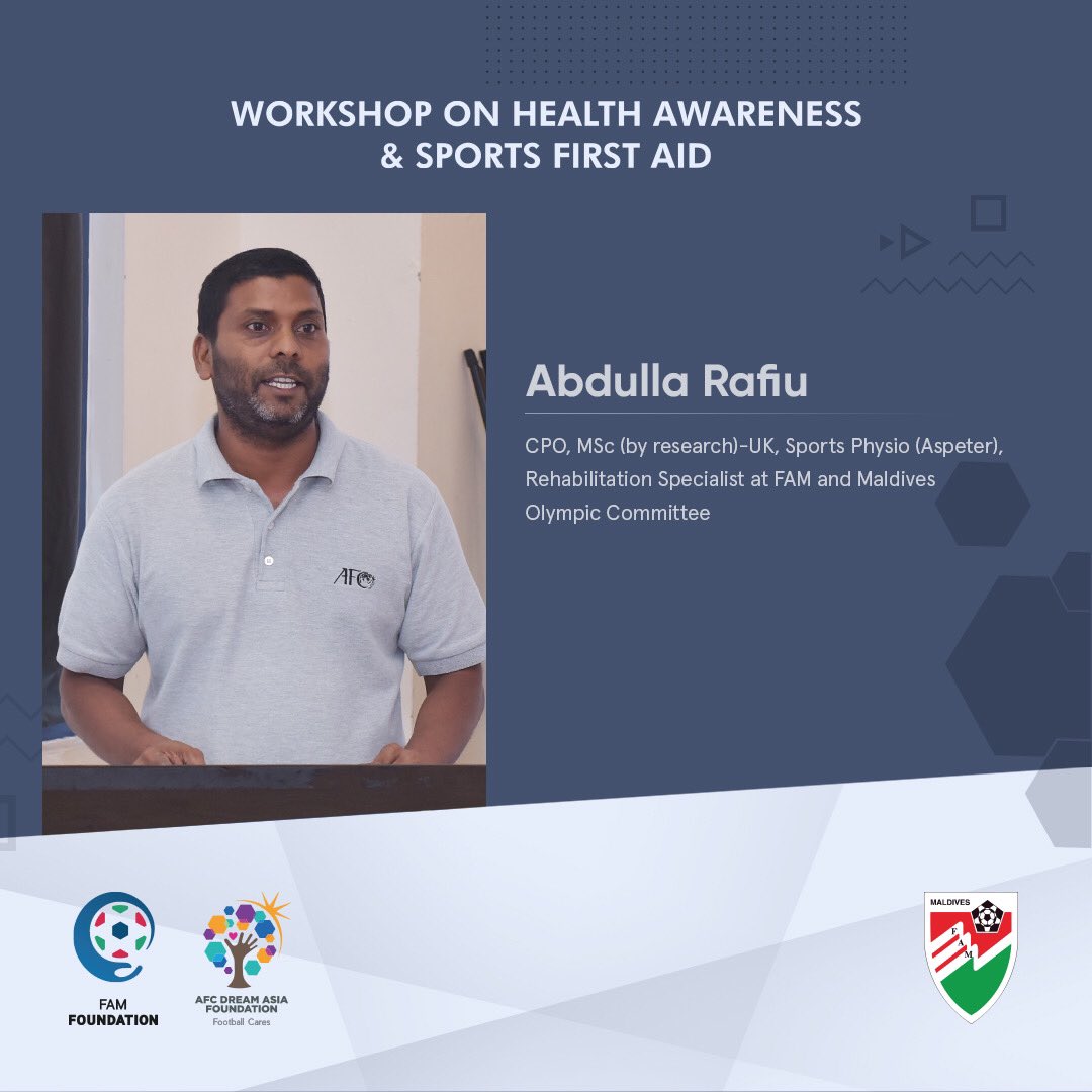 maldivesfacsr's tweet photo. We have kicked-off the ’Workshop on Health Awareness &amp; Sports First Aid’ delivered by FAM’s leading Sports Physicians this afternoon.

#FAMFoundation #ForABetterFuture #PitchForInclusion #PlayItForward https://t.co/lDQGYQJM6G