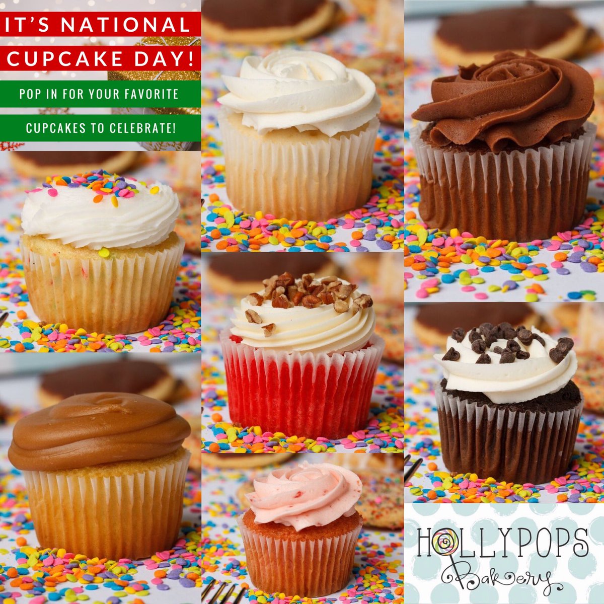 HollypopsBakery's tweet photo. 🧁🧁 National CUPCAKE Day 🧁🧁
We have all your FAVORITES in the case today so POP in and CELEBRATE today!!! #hollypopsbakery #mytupelo #downtowntupelo #FAIRPARK #tupelospirit #NationalCupcakeDay https://t.co/XBQThbYaJS