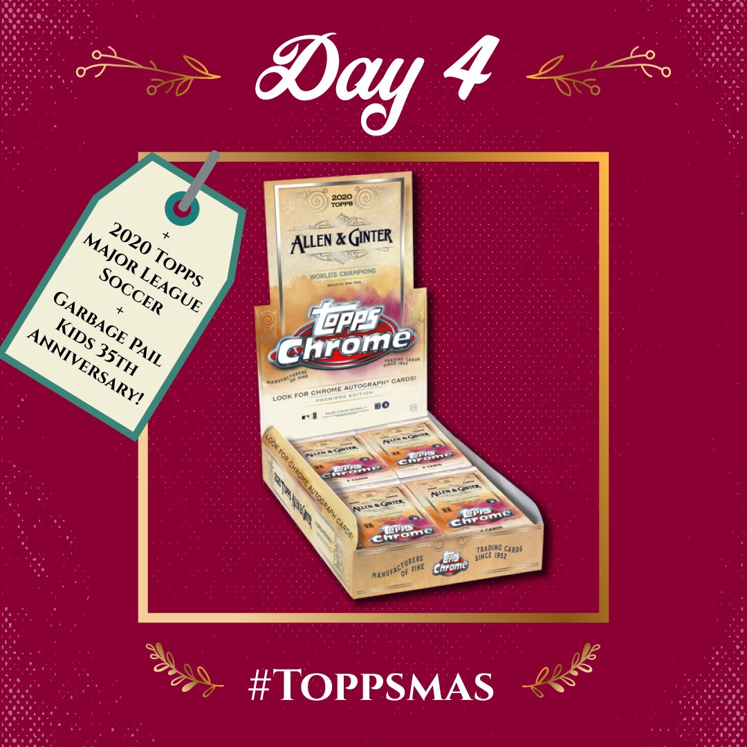 Topps's tweet image. On the fourth day of #Toppsmas, Topps Twitter gave to me... a chance to win 2020 Allen &amp;amp; Ginter Chrome!!!

To enter, reply with a festive holiday GIF! ⬇️ (1 random winner selected Wed., Dec 16)