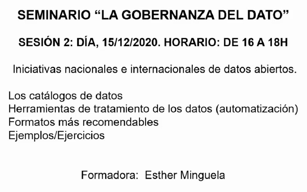 REDFEMP_TyP's tweet photo. Comienza la segunda sesión del seminario "La gobernanza del Dato" con @eminguelac de @localidata y miembro del Grupo de Trabajo #DatosAbiertos de la @REDFEMP_TyP 

"Iniciativas nacionales e internacionales de datos abiertos"

Más info e inscripciones en https://t.co/WonSW8SYi4 https://t.co/BMQfD4LZeO