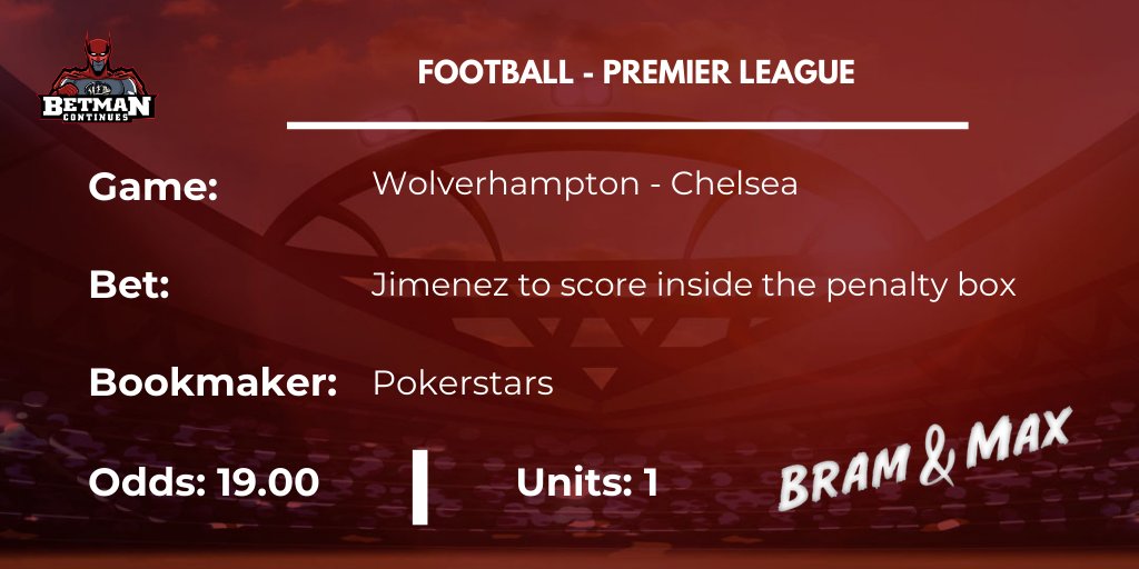 With Jimenez out we expect Ruben Neves to take the penalty's for Wolves. The odd for wolves to score a penalty is 8 which indicates we get nice value with odd 19.