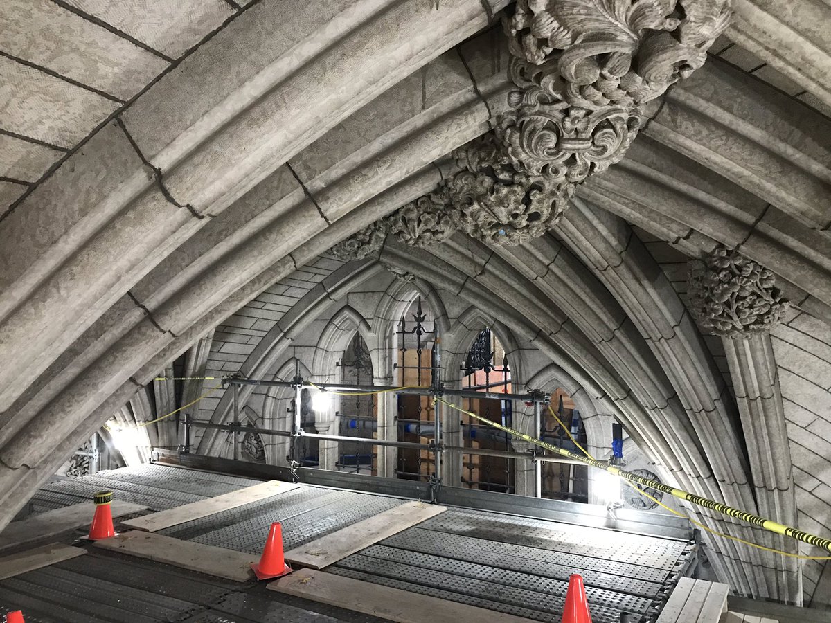 Among the scaffolding that we scaled was the set up in the rotunda, giving a unique, up close look at the space.  #cdnpoli