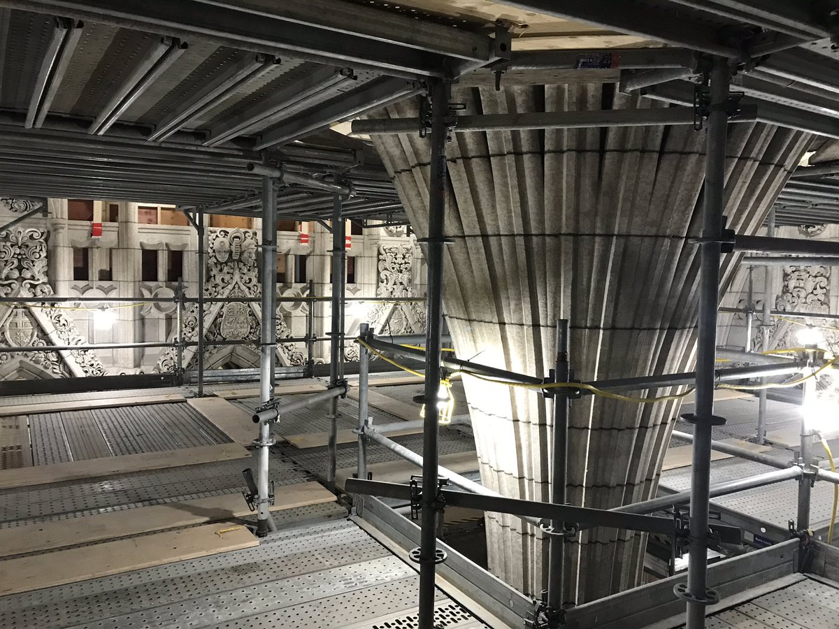 Among the scaffolding that we scaled was the set up in the rotunda, giving a unique, up close look at the space.  #cdnpoli