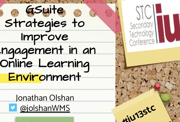 cmccarroll27's tweet photo. @jolshanWMS Great session today with GSuite Strategies to Improve Engagement! So many cool ideas. @jolshanWMS #iu13stc https://t.co/JWPPFmNfBJ