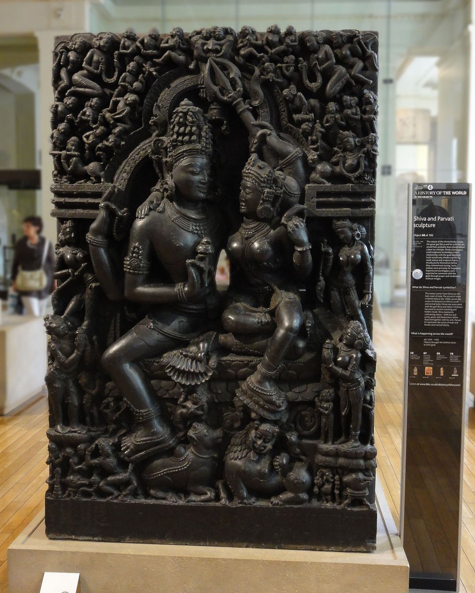 68. Shiva and Parvati SculptureOne of the surprises of the British Museum is occasionally finding offerings of flowers or fruit, reverently placed in front of Hindu sculpturesReligious objects don't lose their sacred power when they move into a secular museum