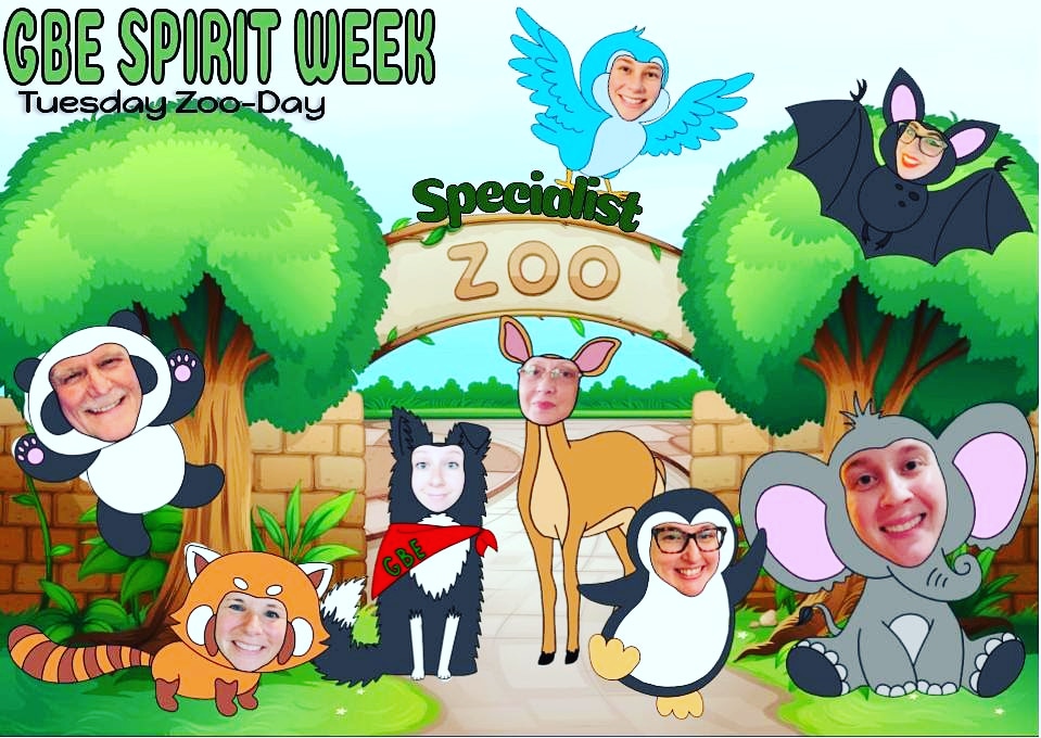 WE'VE GOT SPIRIT, YES WE DO! WE'VE GOT SPIRIT, HOW'BOUT YOU?! Day 2 of spirit week! Zoo day! Dress like your favorite animal! I've seen some good ones so far! Share with #GBEstrong <a href="/gbefcps/">Greenbriar East ES</a> @MrsB_reads <a href="/GBE_Art/">GBE_Art</a> <a href="/GBE_music/">Greenbriar East Music</a> TY Mrs. Lucynski for your talent!!