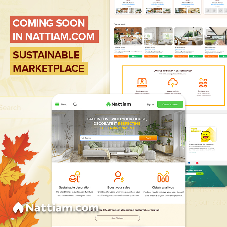 At Nattiam we are very happy to be implementing new features for our community.

We will inform you more about this new section.

#nattiam #sustainablemarketplace #sustainability #sustainabletrend #sustainableproducts  #marketplace