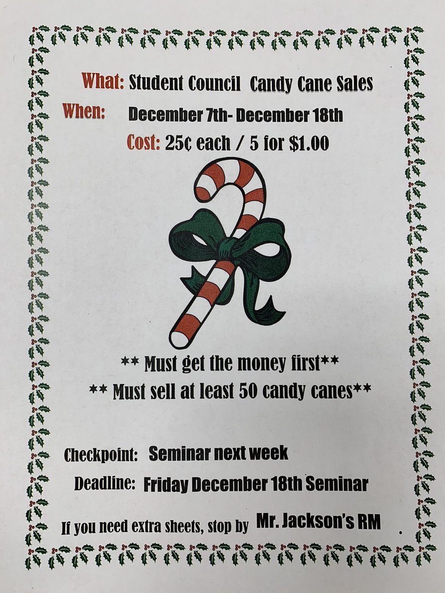 ❗️A reminder that Candy Cane sales end this Friday❗️All STUCO members have packets of labels, so see one to buy a sweet treat for your friends!!
#seasonofgiving <a href="/AuroraHuskies/">Aurora Huskies</a>