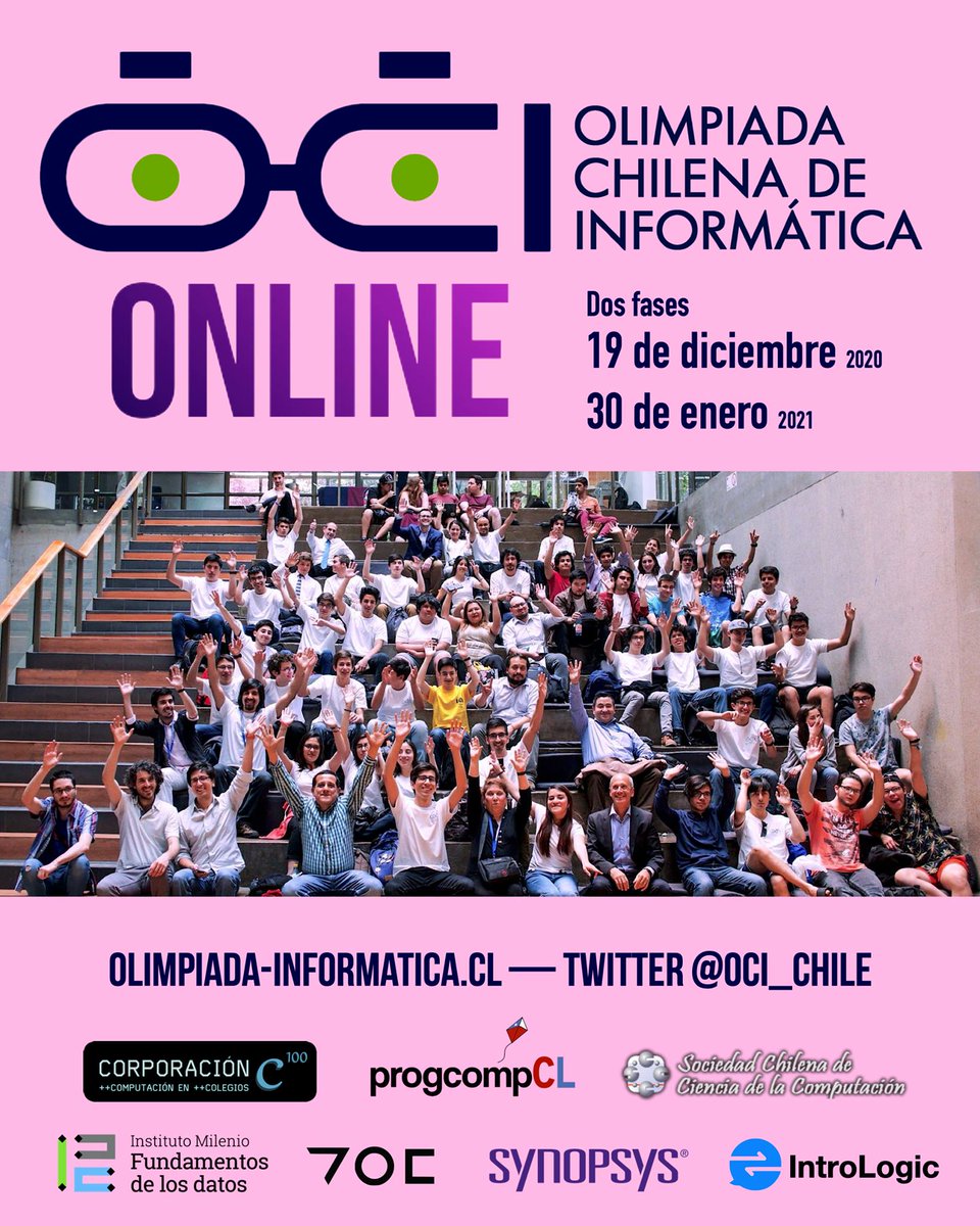 OCI_Chile's tweet image. Se extiende el plazo para participar de la primera ronda de la #OCI2020. Inscripciones hasta este jueves, 17 de diciembre. ¡No te quedes fuera!
Más info en olimpiada-informatica.cl