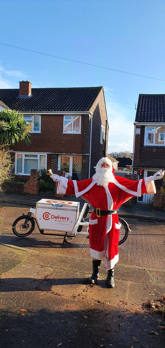 LHCDesignUK's tweet photo. Has anyone seen our not-so-secret Santa doing his rounds today? Delivering gifts on an electric cargo bike from @CoBikesElectric before our virtual Xmas party.

@Exeter_Hour @DevonLiveNews @ExeterCouncil @ExeterCycling @DevonCC #exeter #devon #sustainabletravel #sustainablesanta https://t.co/IxjkTpFgLu