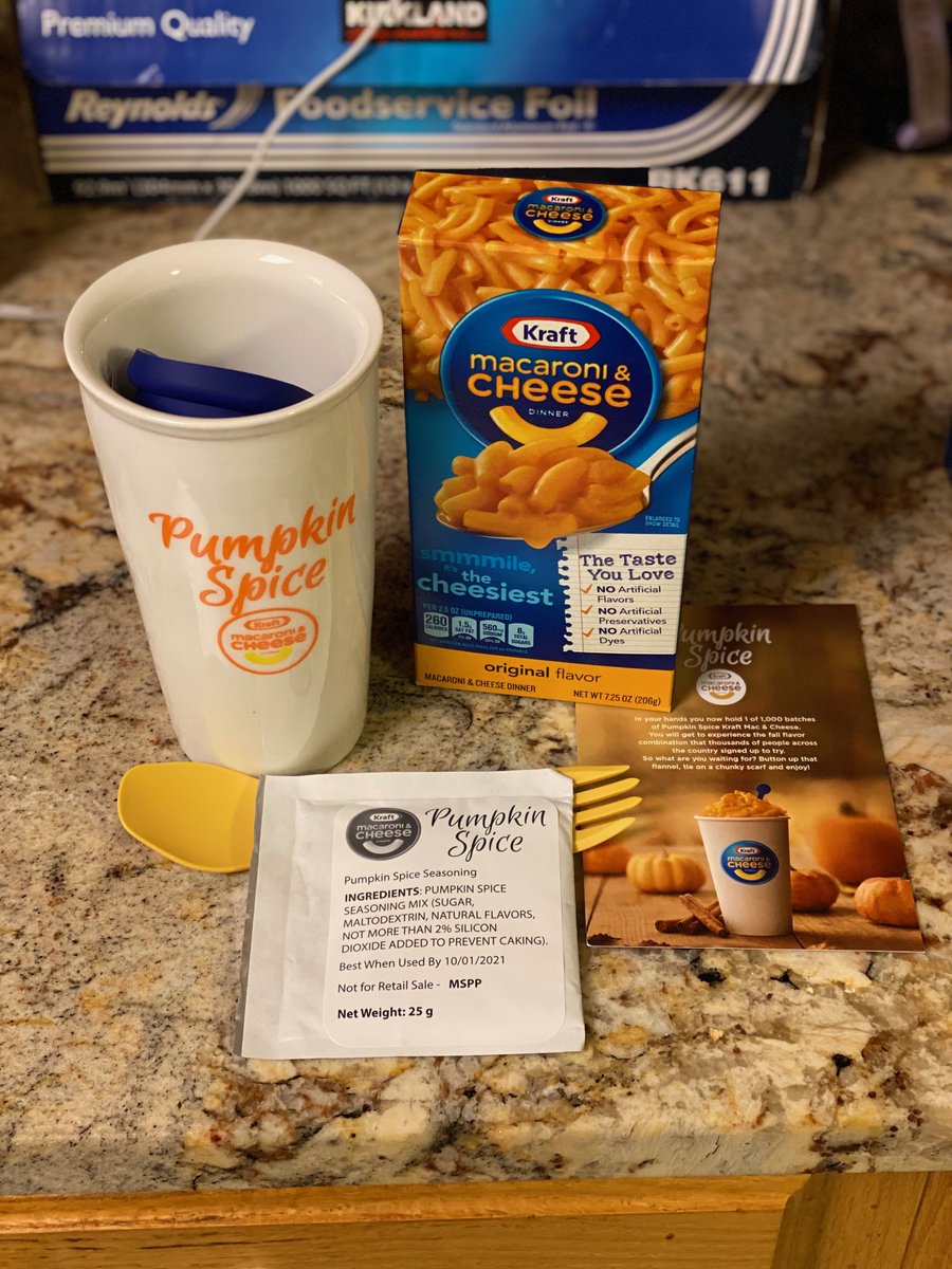 They really designed this thing for a prestige unboxing experience. Includes a special coffee to-go cup designed to make it look like an actual pumpkin spice latte. And a spork.“! of 1,000 batches.” This is a collector’s item. I am honored, and also horrified.  #PumpkinSpiceKMC