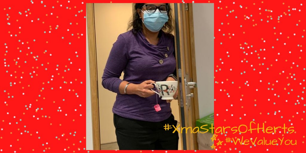 WestHertsNHS's tweet photo. Today our #XmasStarsOfHerts is our wonderful Pharmacist, Rupinder Witts. 'She is an incredible manager and mentor. She is a fountain of knowledge and is always available to answer pharmacy questions with kindness. Our department would really struggle without her'. A true STAR🎄⭐️ https://t.co/y6l5IB48my