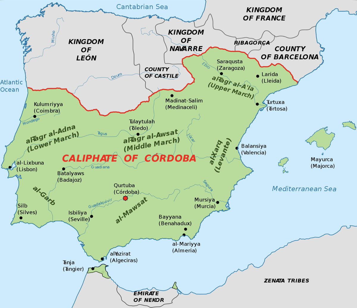 The Great Conjunction and the rise and fall of kingdoms: a mini-thread on the Caliphate of Córdoba.In 929 AD, the Emir of Córdoba decided to declare himself Caliph. The Caliphate ultimately comprised parts of Gibraltar, Morocco and vast swaths of Spain & Portugal.