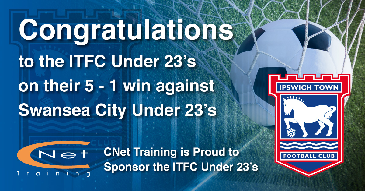 CNettraining's tweet photo. Great win!
Huge congratulations to @IpswichTown Under 23s for their fantastic 5-1 win today against Swansea City Under 23s.
@CNettraining is proud to sponsor the ITFC Under 23s and Academy.
Well done!
#ITFC #cnettraining #sponsors #unders23s #football #Suffolk https://t.co/wQOJMeGVfi