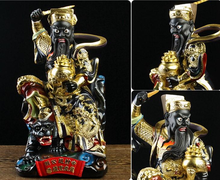 天然マンモス牙美しい手作り彫刻黒虎財神·趙公明ネックレス 趙公明】玄壇真君 武財神。黒い面、黒い虎、金鞭。 ブラック超公明！が